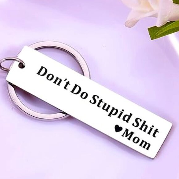 Bag Charm Key Chain 💗Don't Do Stupid Sh🤎t Love Mom💗 - Picture 3 of 5